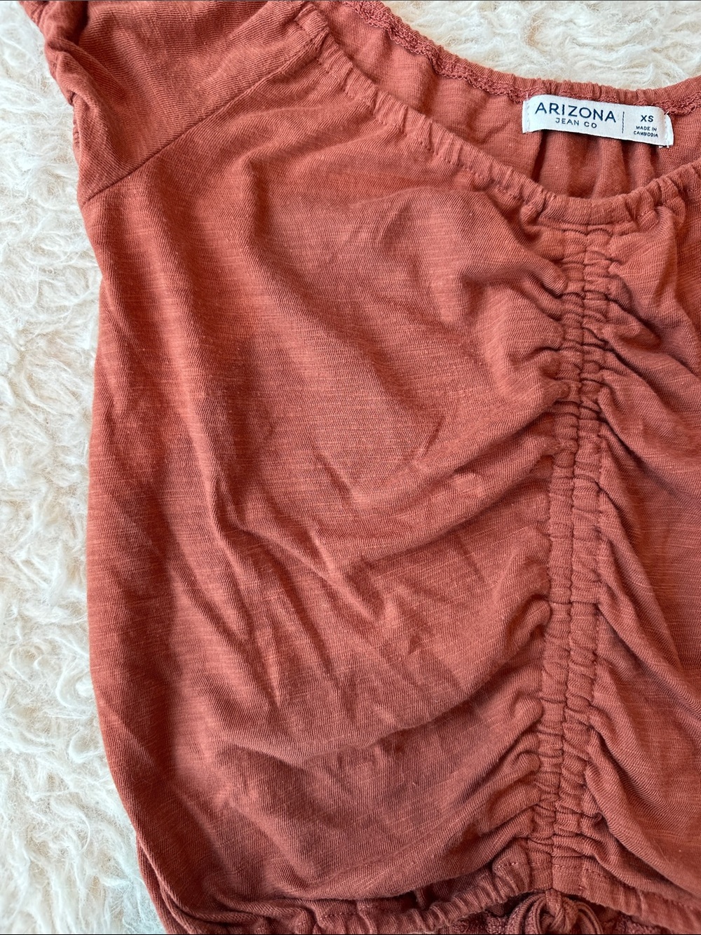Arizona Jean Company Rust Ruched Drawstring Crop Top - Picture 3 of 3